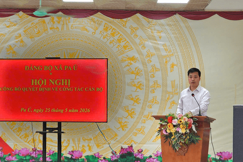 XÃ PA Ủ TỔ CHỨC HỘI NGHỊ CÔNG BỐ QUYẾT ĐỊNH CỦA BAN THƯỜNG VỤ TỈNH ỦY VỀ CÔNG TÁC CÁN BỘ